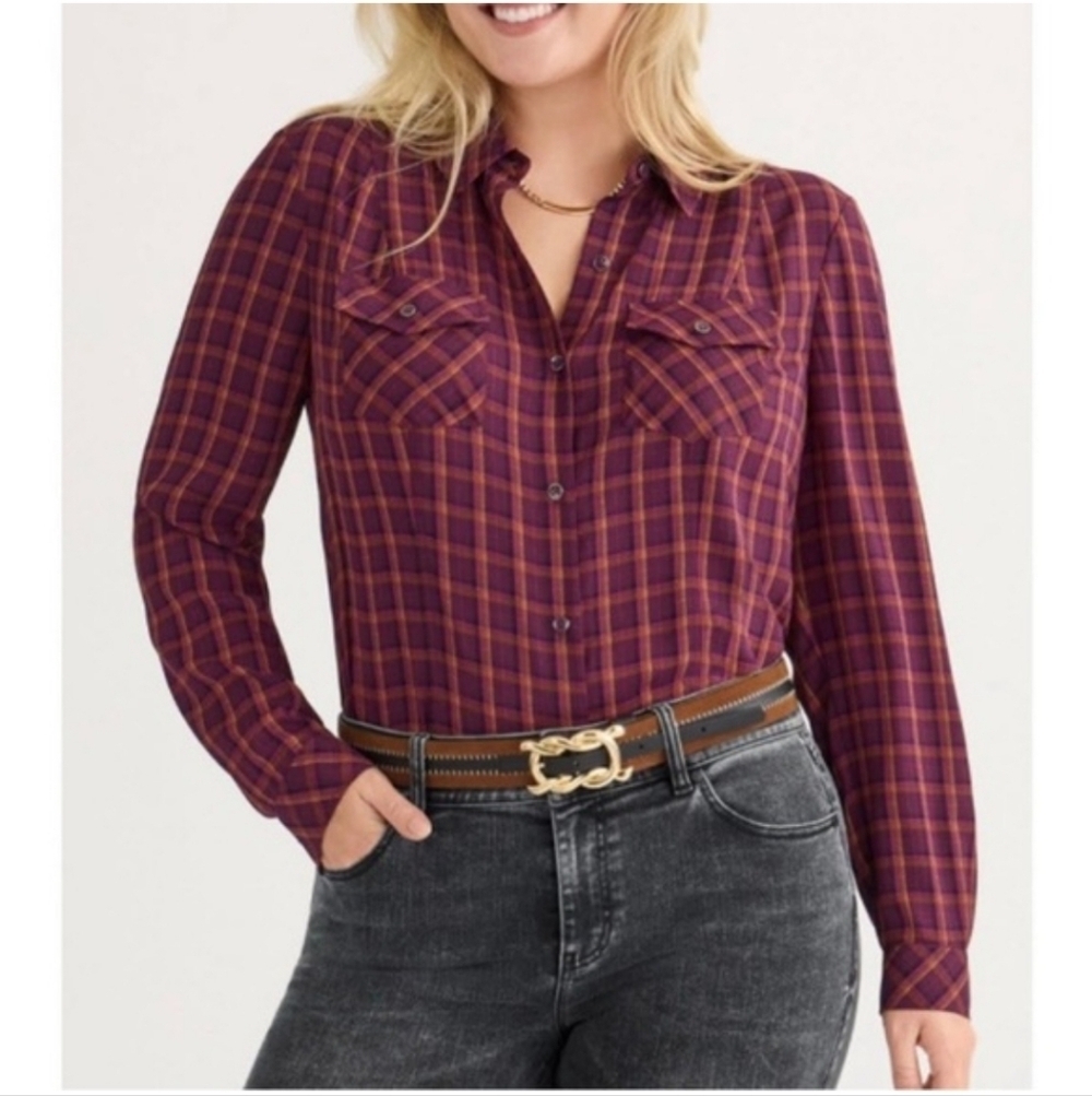 Cabi Autumn Blouse Plaid Sz XS #4790 Button Down